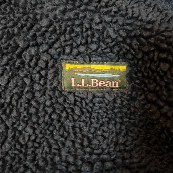 LL Bean Mountain Pile Dark Blue Fleece Jacket with Rust Accents - Picture 4 of 5